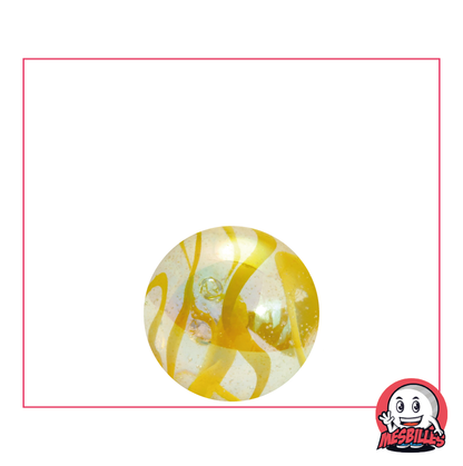 Murmeln GELB Blau 16 mm, Transluzente Glasmurmel mit farbigen Streifen - MeineMurmeln