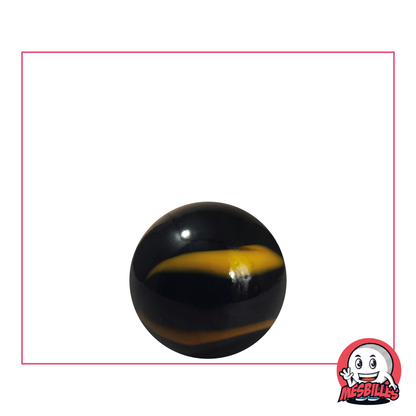 Unterirdische Murmeln 16 mm, undurchsichtige Glasmurmel in Schwarz mit gelben Spuren auf der Oberfläche