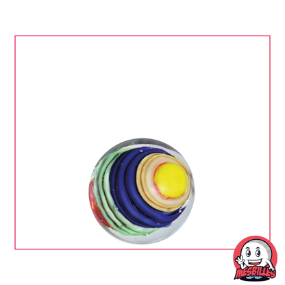 Bille Art Spiralo 16 mm verre translucide remplie de couches de couleurs dont l'une est bleu soutenu