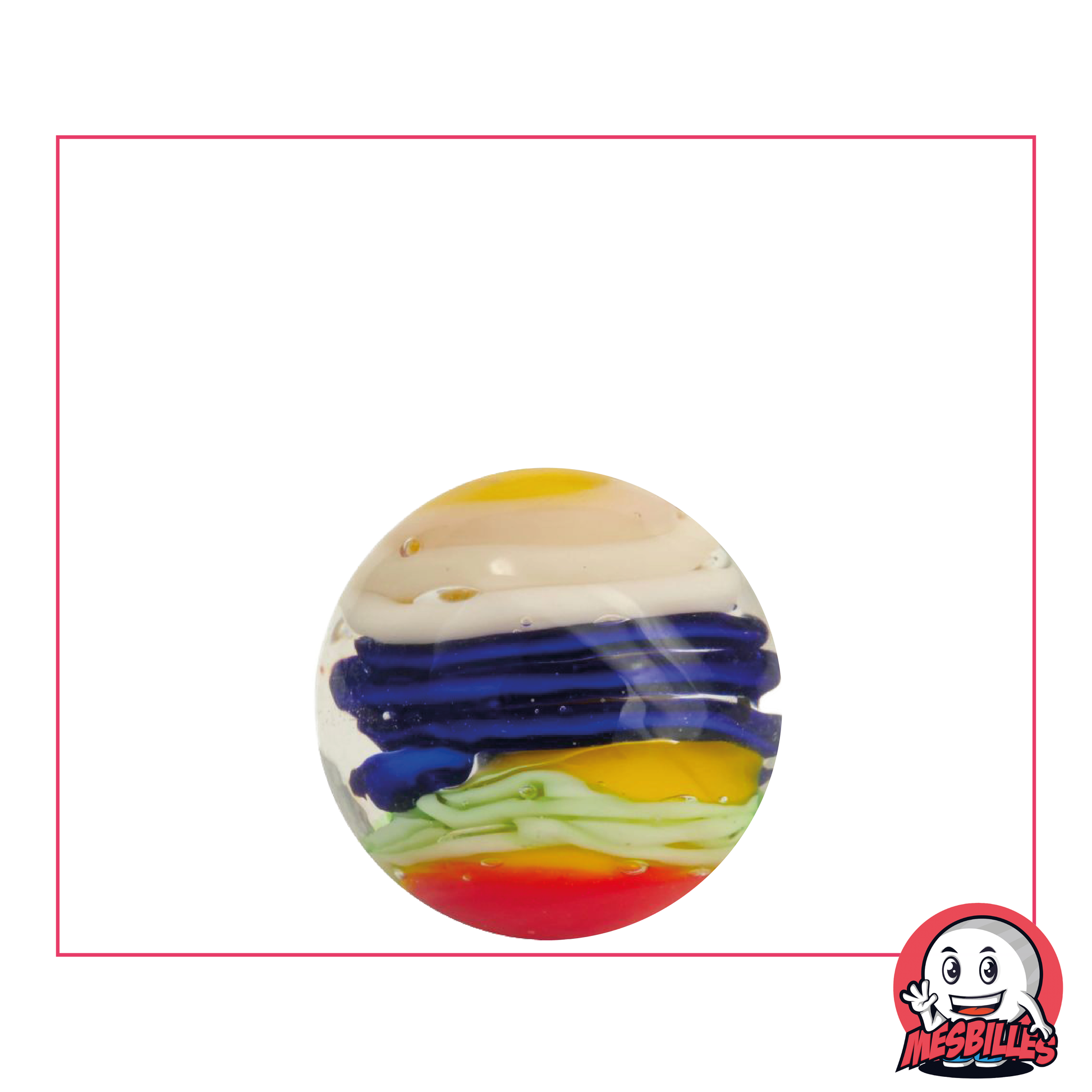 Kunstmurmel „Spiralo Blau“ 22 mm, mit farbigen Schichten, darunter ein kräftiges Blau – für Schule und Zuhause