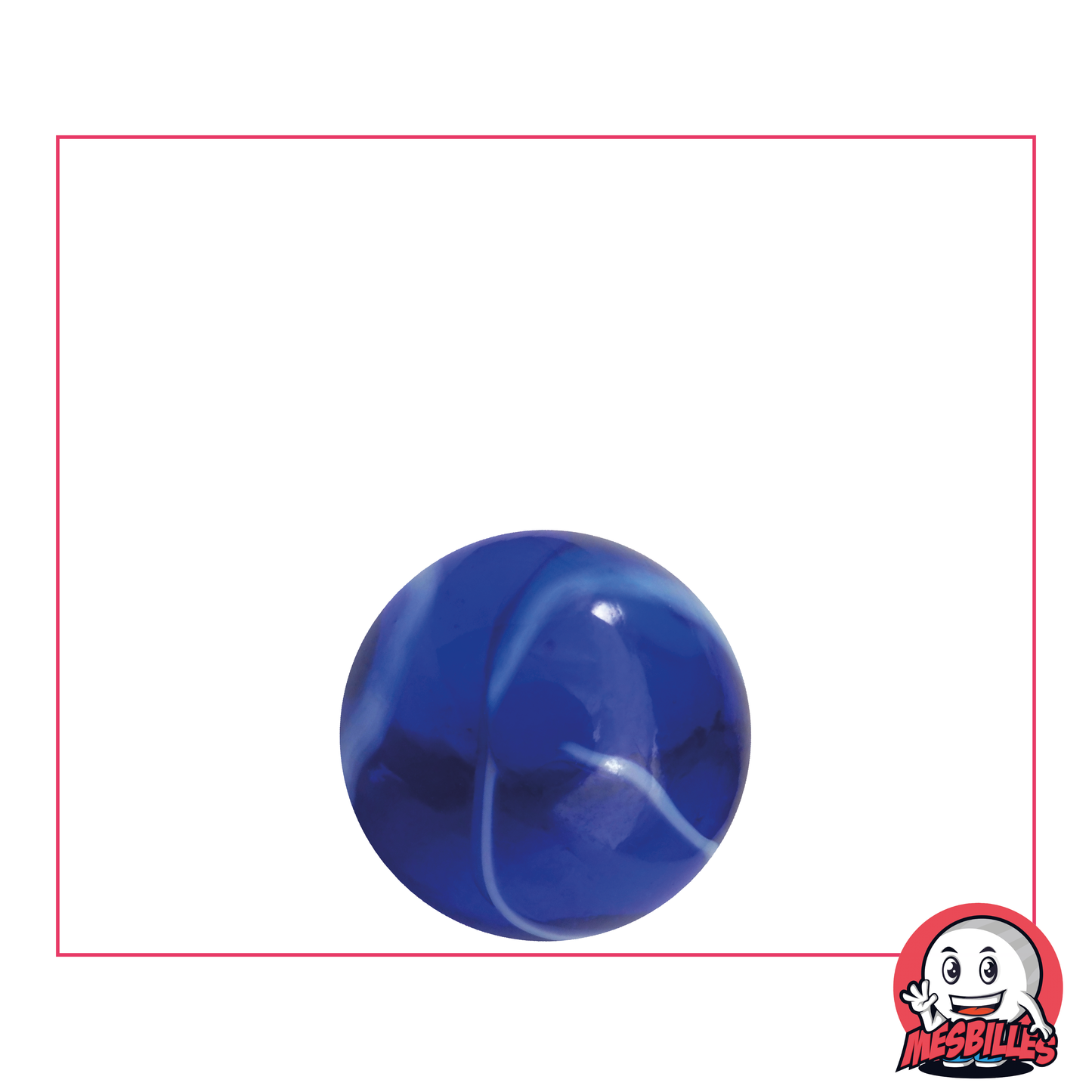 Bille Spot 16 mm - Verre Translucide Bleu strié de Blanc - MesBillescé strié de Vert et Blanc