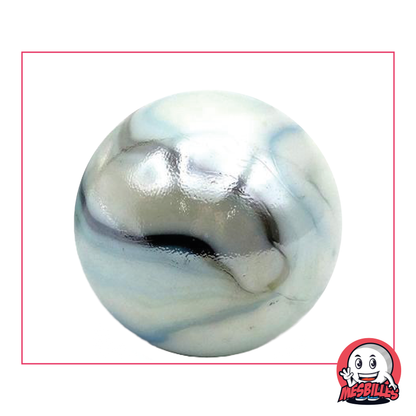 Bille Tigre Blanc 42 mm, bille nacré blanche, très grande bille brillante avec trace marron bleue
