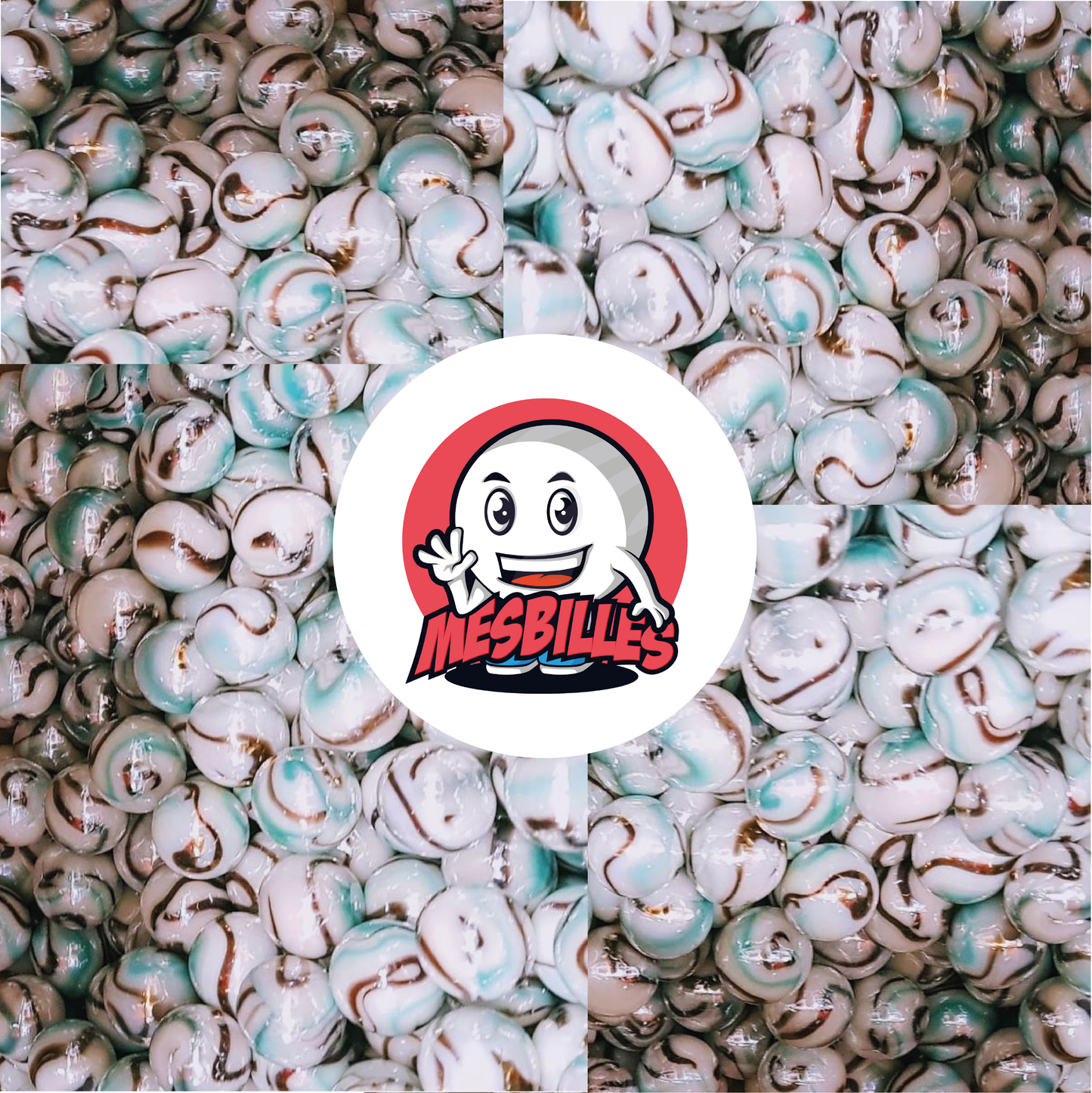 1 Bille Tigre Blanc 25 mm