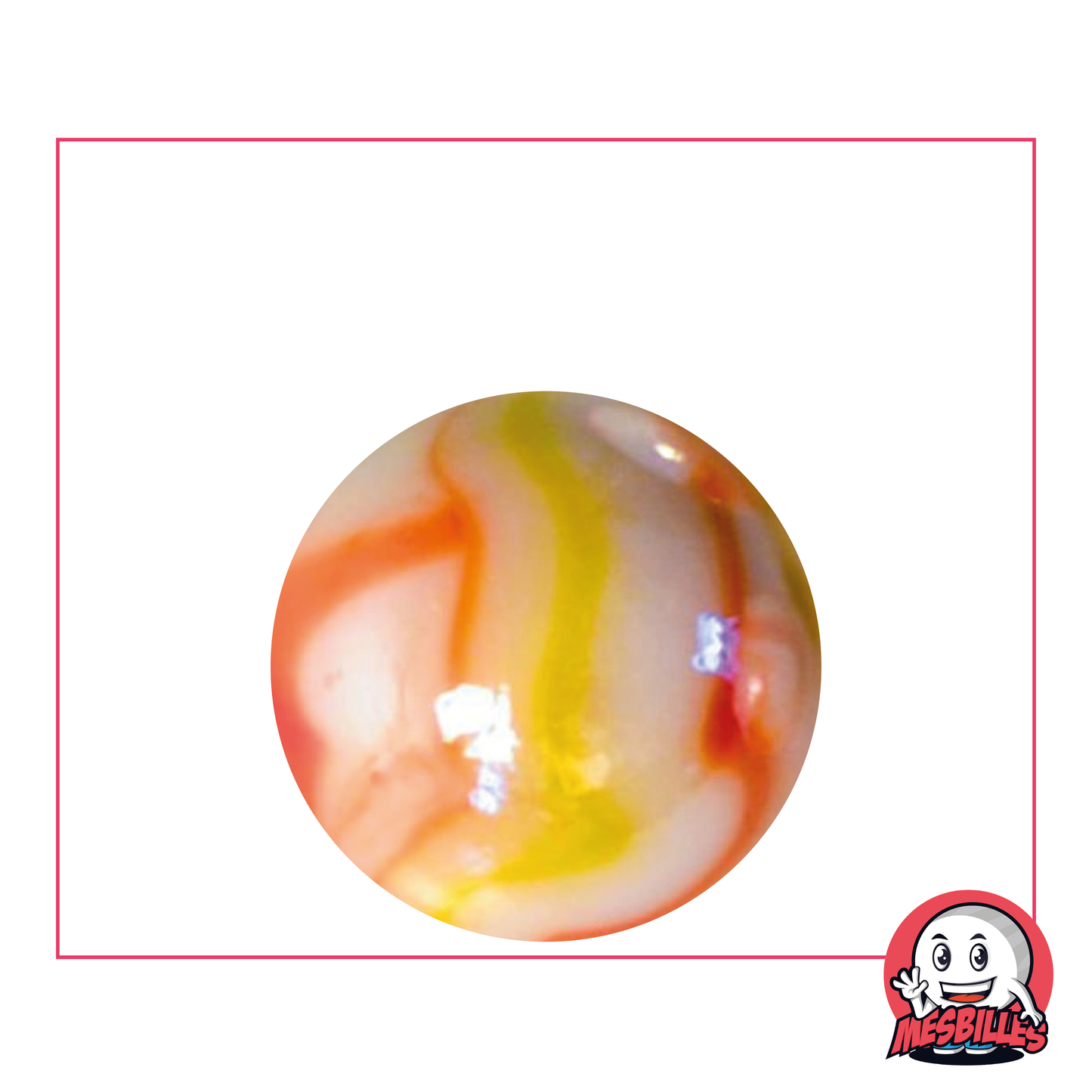 Bille Tigre Orange 25 mm aspect porcelaine blanche brillante et vague orange pour un look  exotique