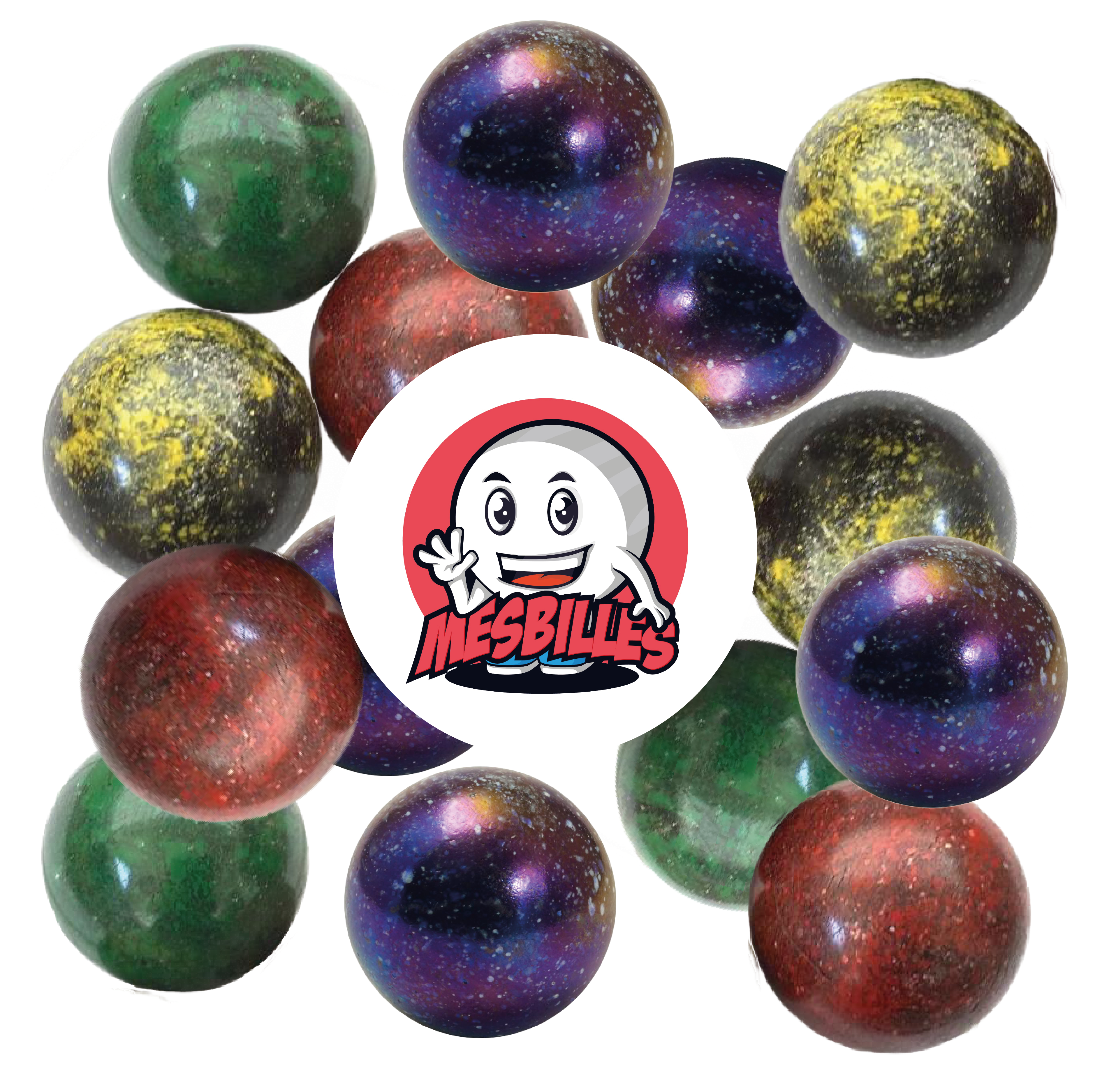 2 Billes Calot Planète Rouge - Billes En Verre De 25 Mm - Pour Jeux D'enfants - 10