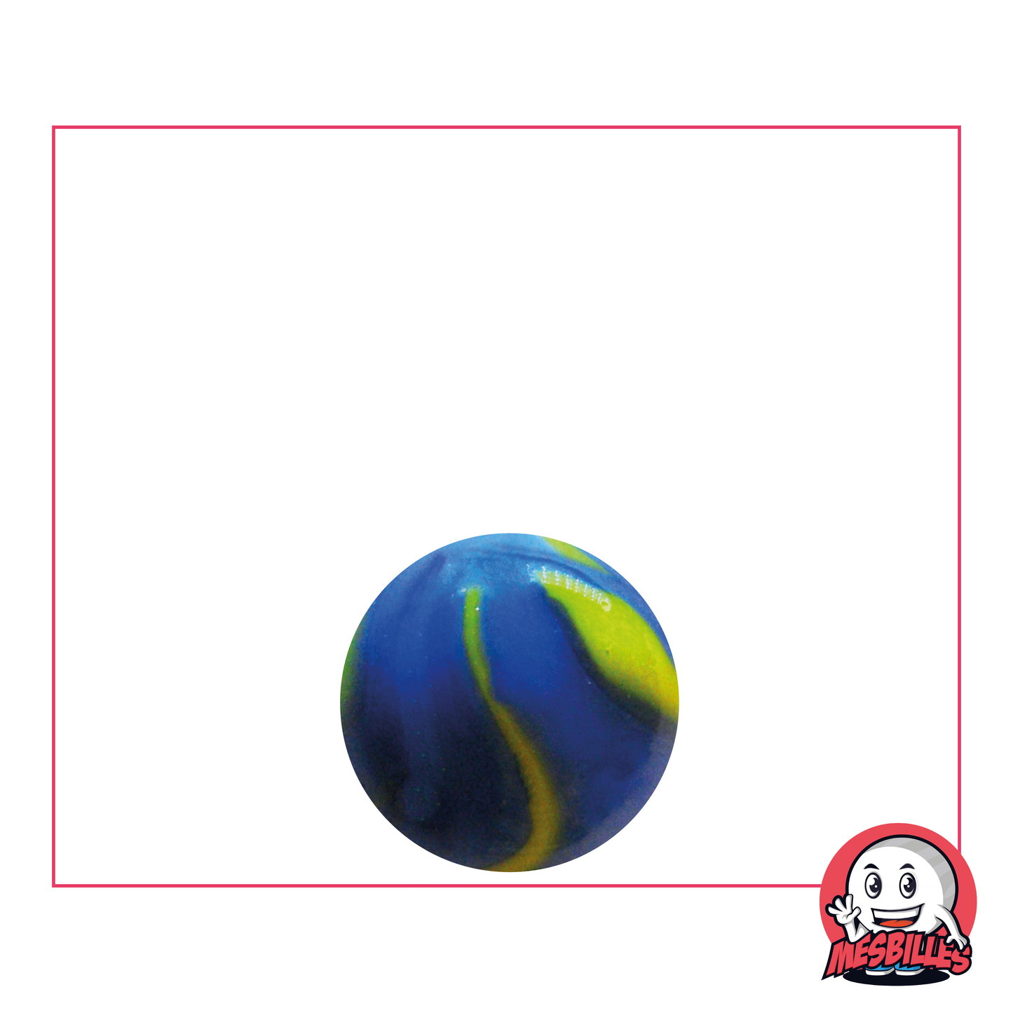 Murmeln Van Gogh 14 mm aus opakem gelbem Glas mit blauen Streifen