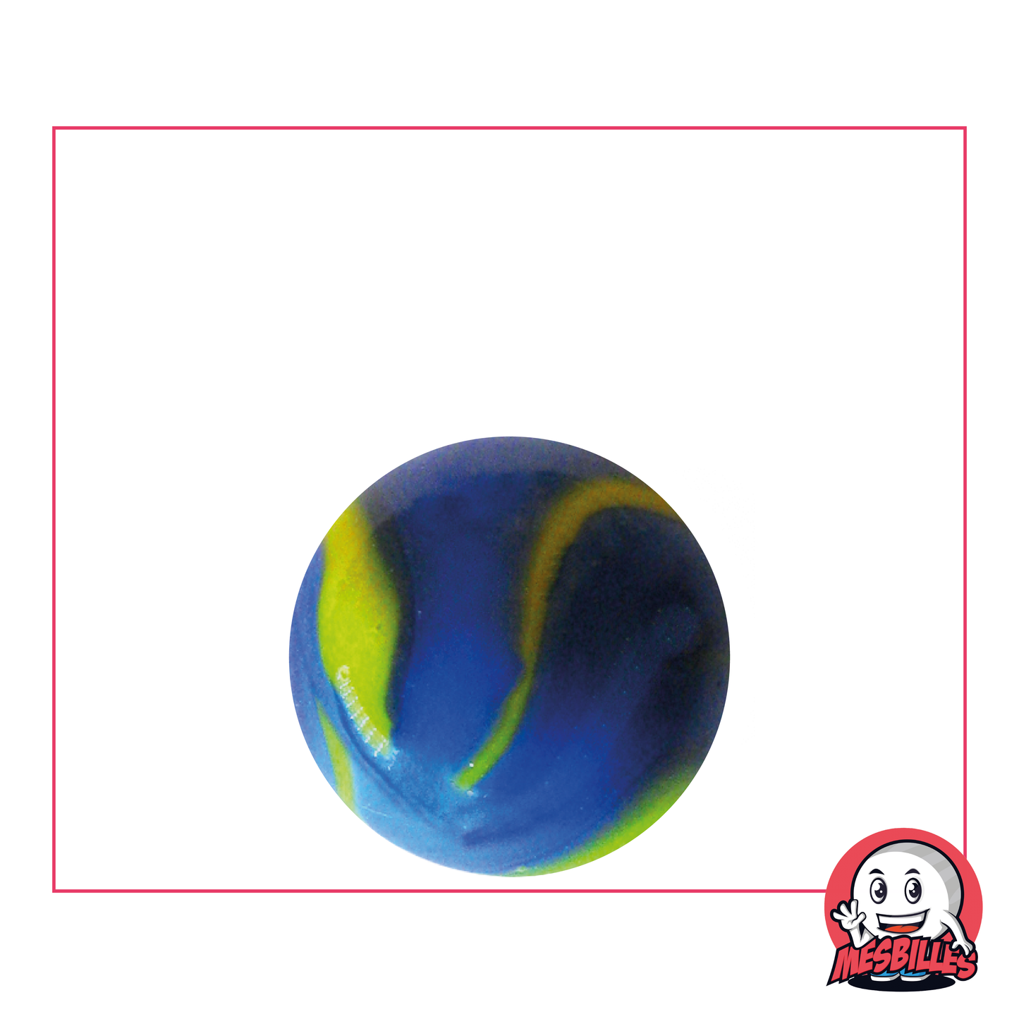 Bille Van Gogh Bille ronde, aspect porcelaine bleu et touches de jaune, pour une œuvre d'art unique