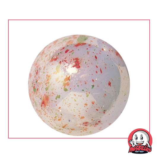 Bille Wolfgang rouge de 42 mm, fond blanc brillant et projection de taches  rouge, très grande bille