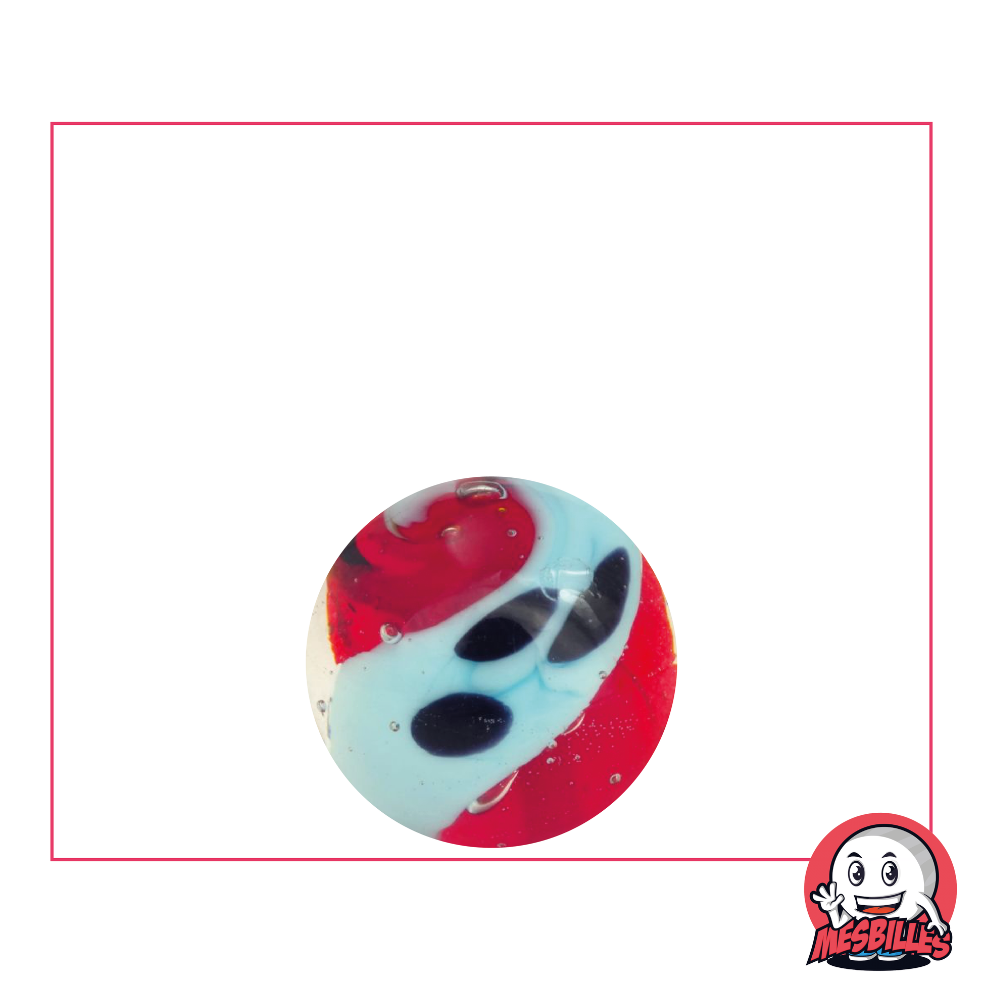 Kunstmurmel Yin-Yang Rot 16 mm, undurchsichtige Murmel, überwiegend rot, Kunstmurmel als besonderes Geschenk
