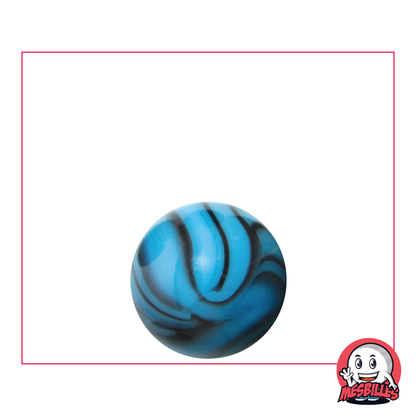 1 Bille Zèbre Turquoise 16 mm Bille en verre opaque Bleu Turquoise rehaussée de zébrures noires