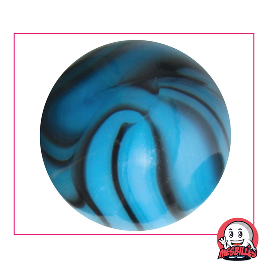 Bille Zèbre Turquoise 50 mm Bleu turquoise zébré de marron foncé, grosse bille de très grande taille