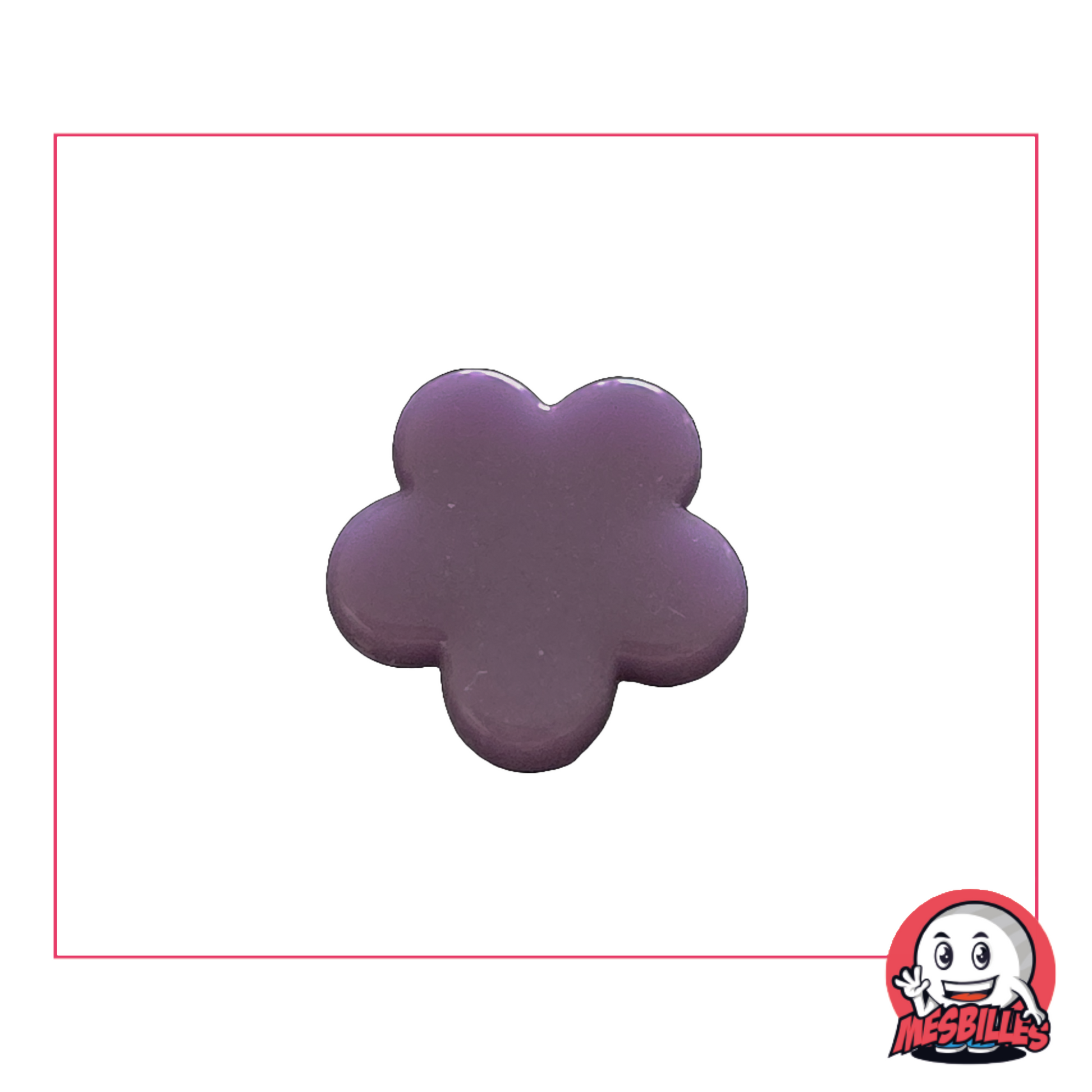 Bille Extra-plate Fleur en verre Perle violet, elle est utilisée pour décorer, jouer et collectionner.