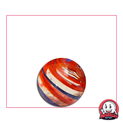 Bille Cyclone Rouge et Bleu 16 mm KimPlay Collector rayée rouge bleu et blanc