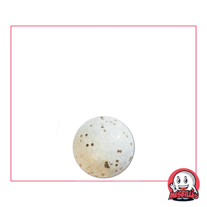 Bille en terre blanc paillettes 10 mm, décorée de reflets dorés, idéale pour collection ou jeu traditionnel