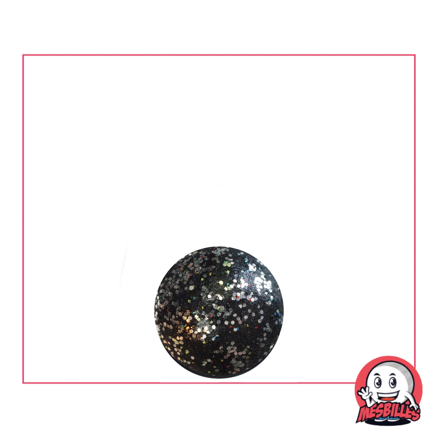 Bille en terre noir paillettes 10 mm, décorée d’éclats argentés scintillants, idéale pour jeu ou collection