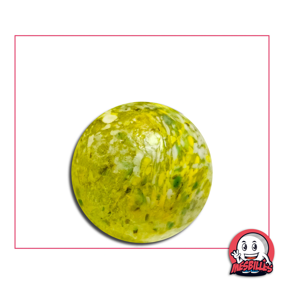 Bille Flyer Vert-Jaune 25 mm – Brillante et Unique | MesBilles