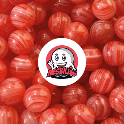 1 Bille Lollipop Rouge Rayé 10 mm