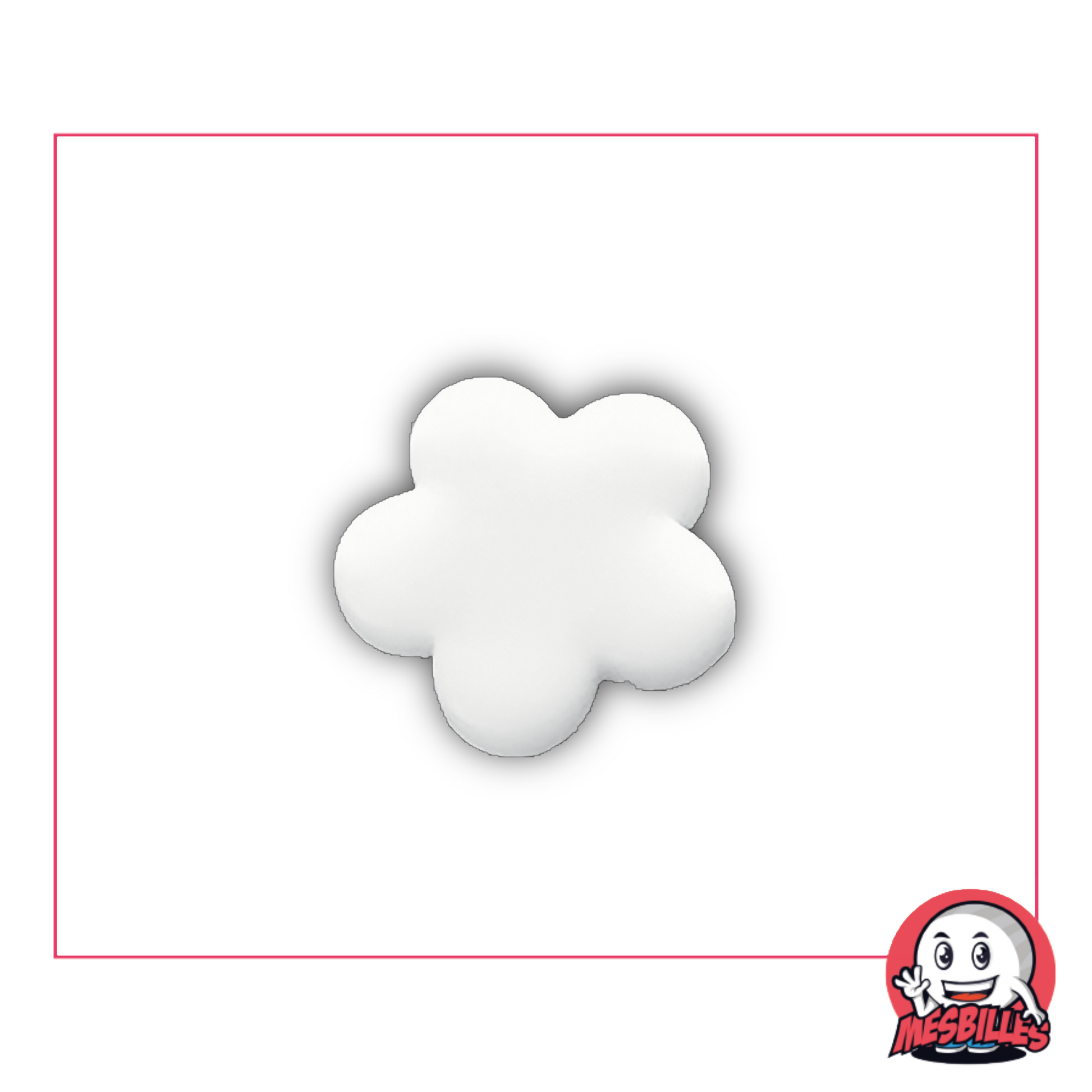 Extra flache Blumenmurmel in Perlmuttene – isolierte Vorderansicht auf neutralem Hintergrund