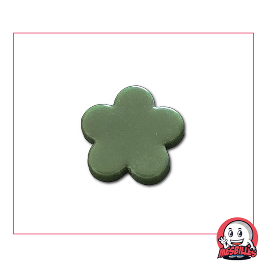 Bille fleur extra plate perle vert – vue de face isolée sur fond neutre
