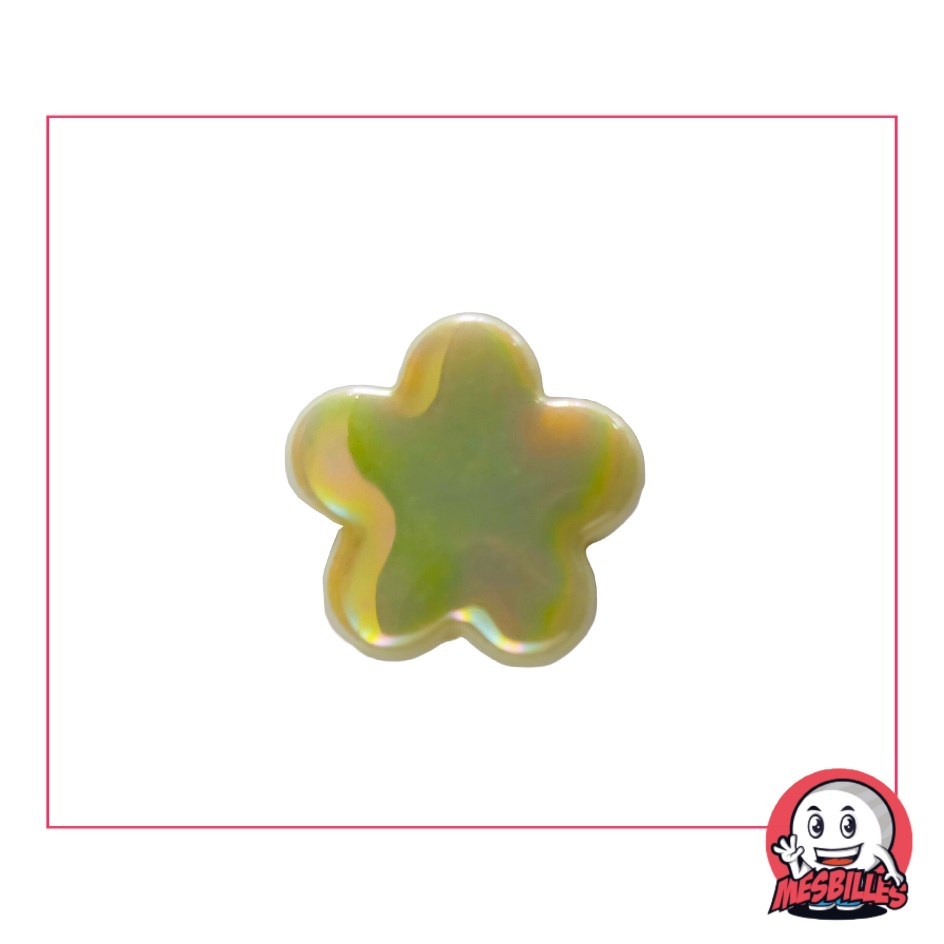 Extra-flache Murmeln Blume aus glänzendem Perlmutten mit Schimmer: zum Dekorieren, Spielen und Sammeln.