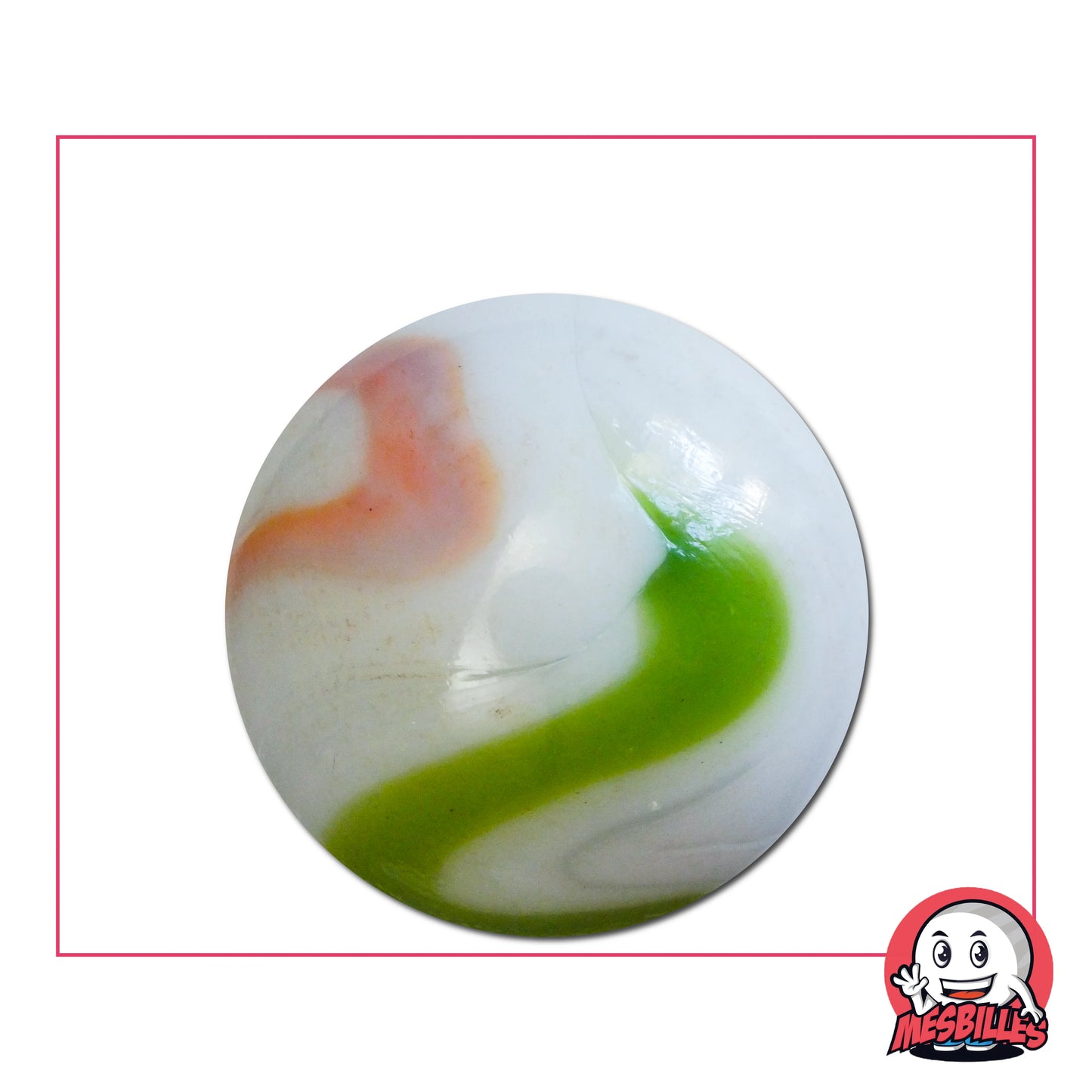 Grande bille porcelaine 35 mm, rare et élégante pour collection