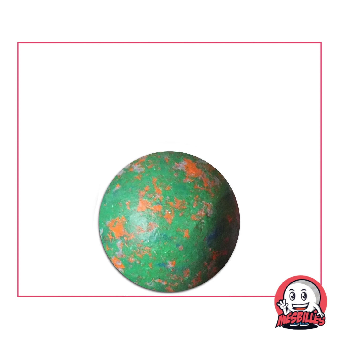 Billes en terre verte mouchetée 16 mm parmi d’autres modèles colorés – MesBilles