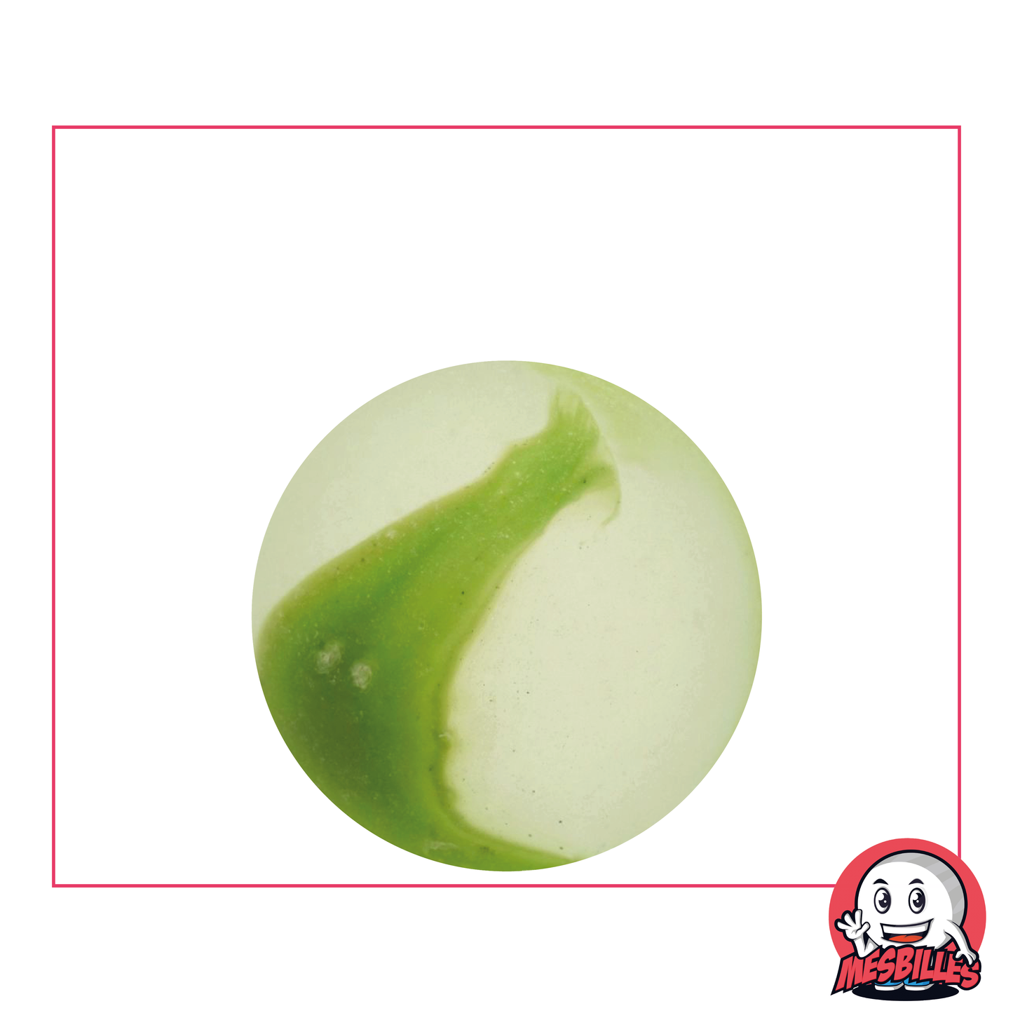 MesBilles  - Bille en verre Dépoli, Bille Givré striée de Vert 25 mm