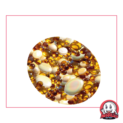 Flache Murmeln, Bernstein und Beige, Mischung 30 mm, 18 mm, 12 mm, transparent und opak