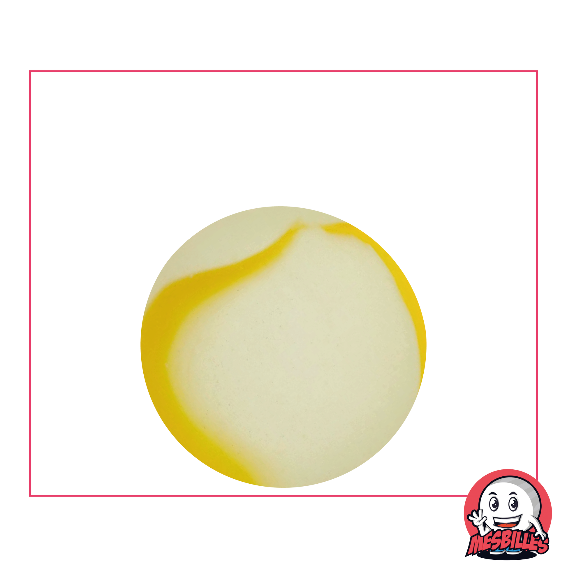 MesBilles  - Bille en verre Dépoli, Bille Givré striée de Jaune 25 mm