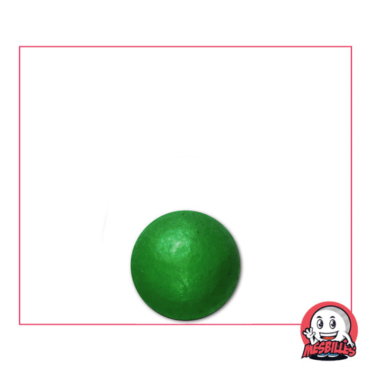 Mini-bille en terre cuite de couleur verte, diamètre 10 mm, idéale pour jeu de précision ou collection.