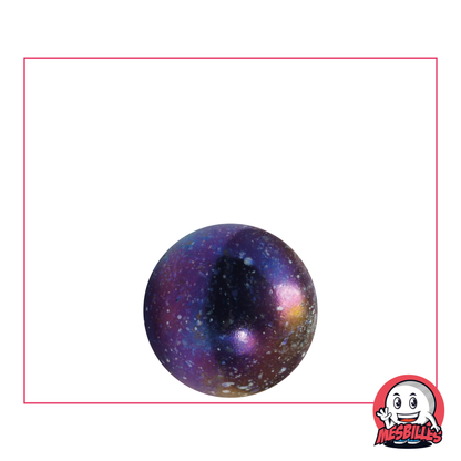1 Bille Univers 16 mm en verre opaque couleur noir brillant et en surface de petites taches colorées